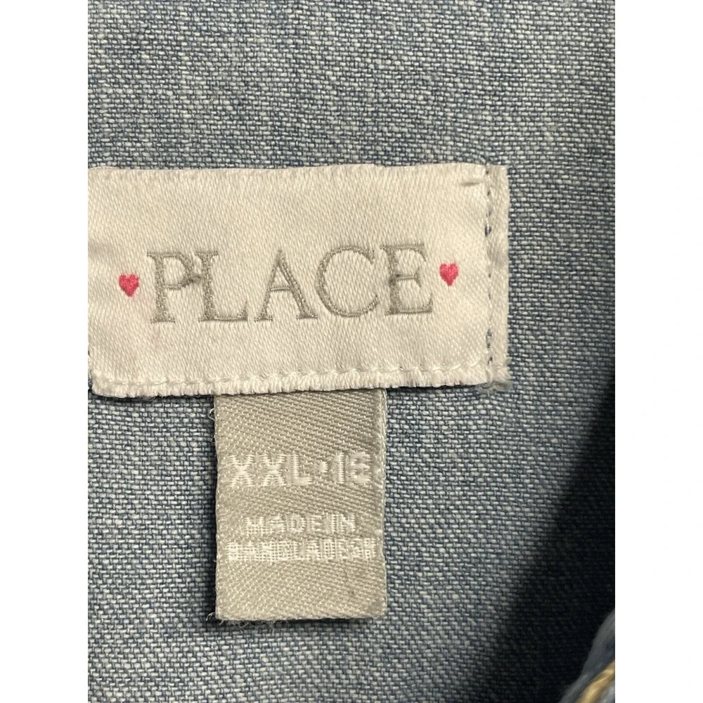 Children's PLACE Girls Dress  XXL 16‎ Blue Denim Button Long Sleeve Preppy Beach